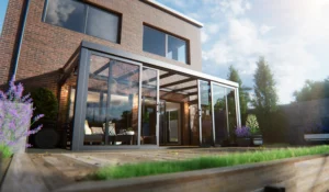 EG Veranda homepage banner with a glass veranda