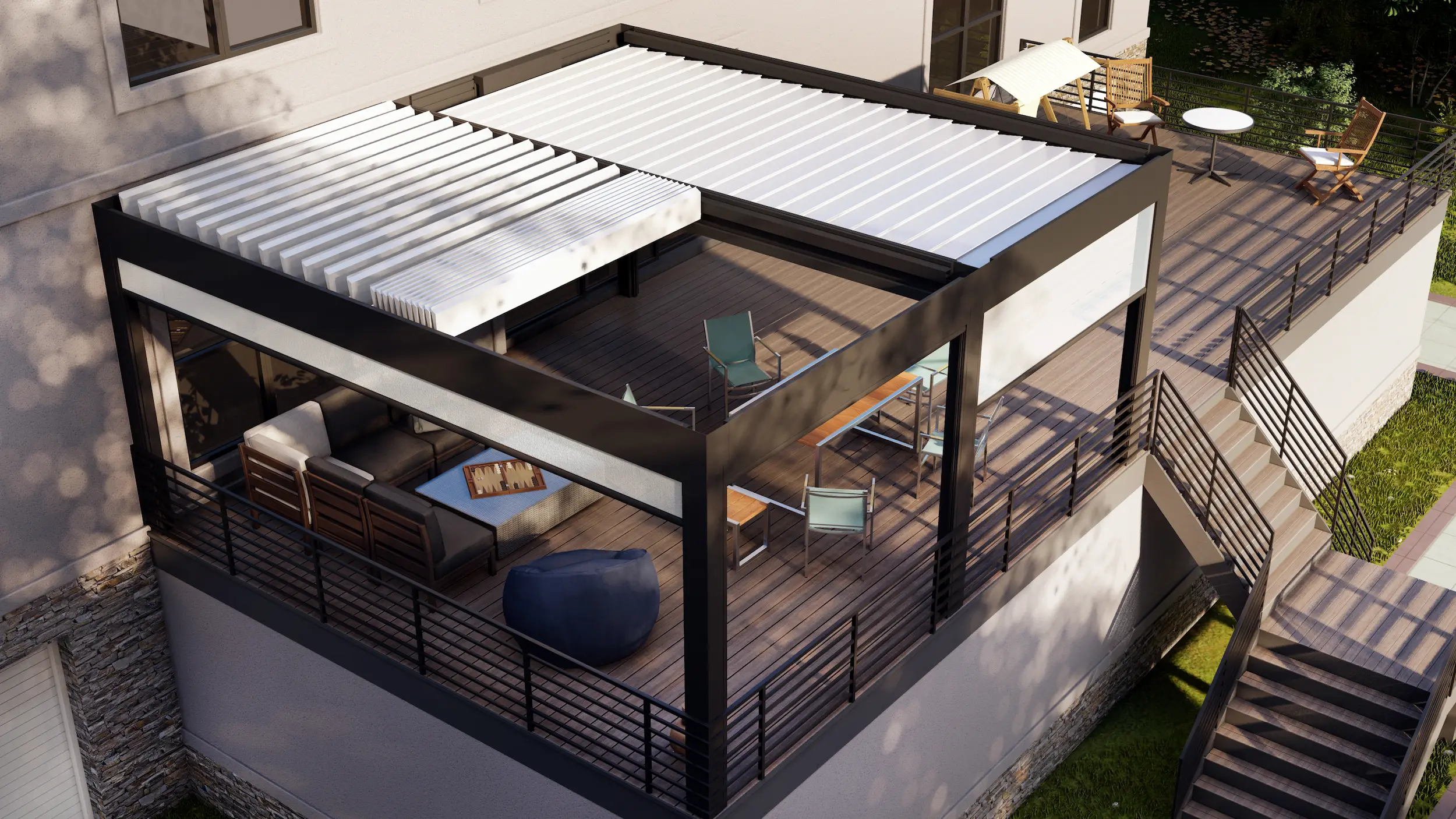 Top view of a louvred roof