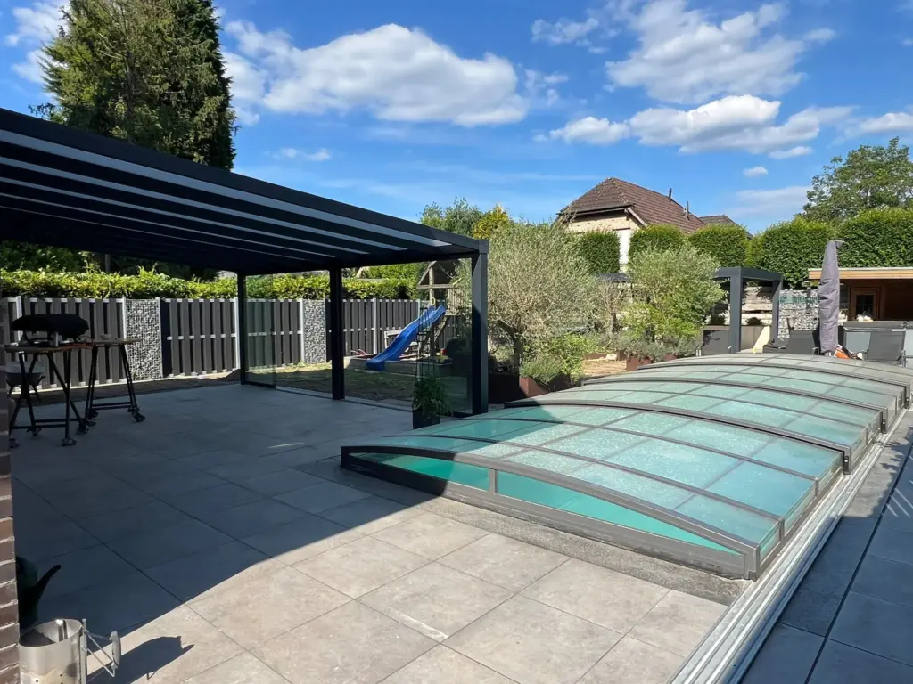Veranda by a swimming pool